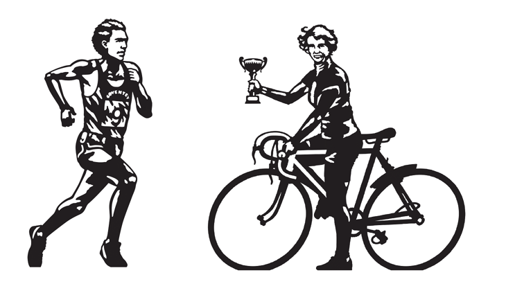 Illustrations of the heroes being celebrated in Long Itchington through Walk Wheel Cycle Trust's Portrait Benches project