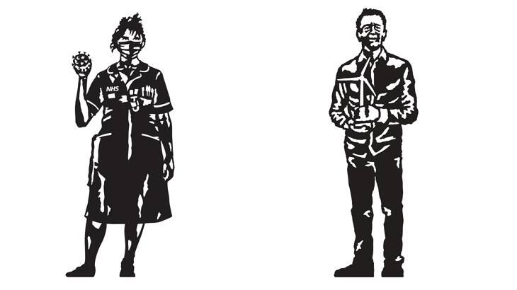 Illustrations of the heroes being celebrated in Lawrence Weston through Walk Wheel Cycle Trust's Portrait Benches project