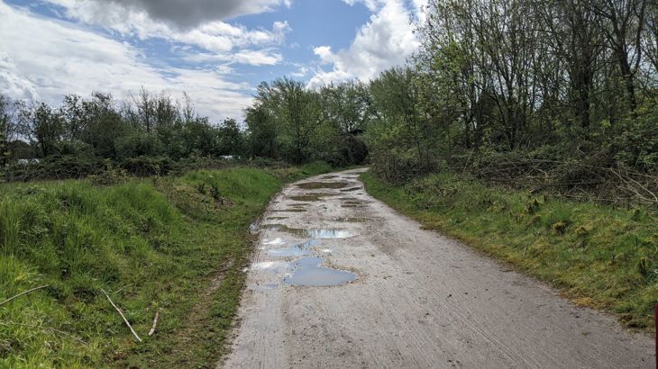 before photo of national cycle network route 4 near Theale in West Berkshire.