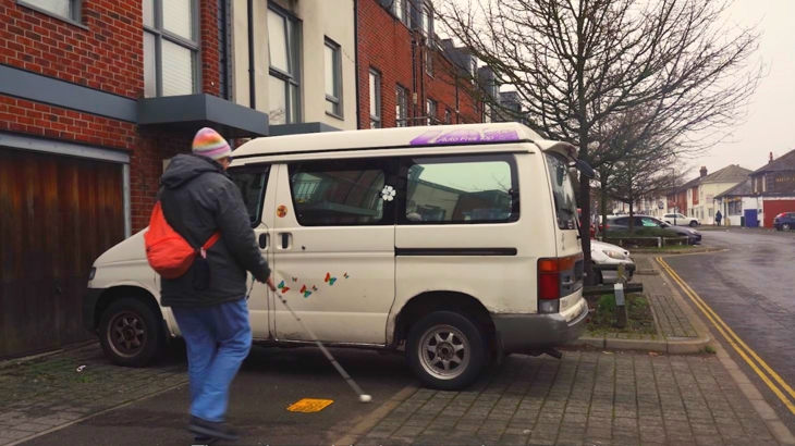 Managing Walking Around Parked Vehicle With White Cane