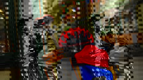 Bike in a shopping street