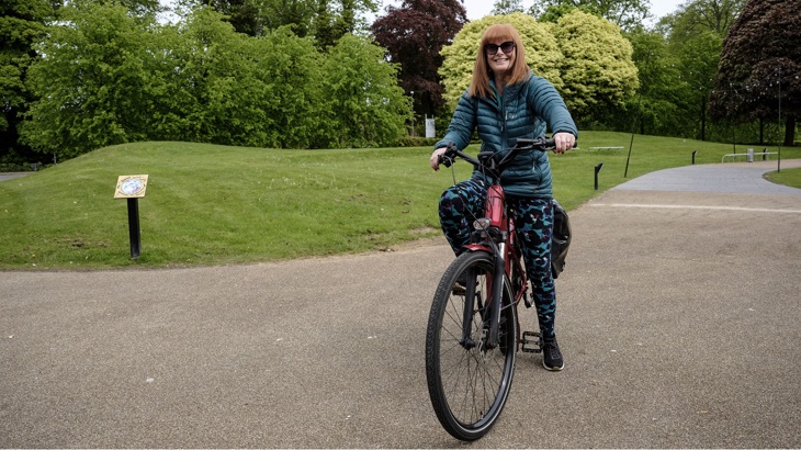 Inverness resident Judith is shown with an e-bike