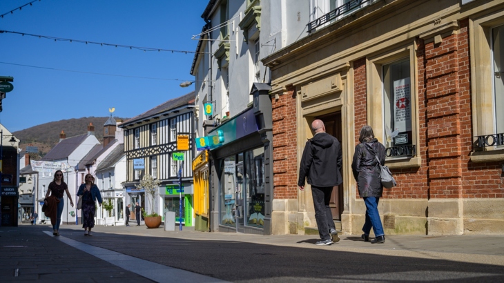 Pedestrians in Abergavenny town centre