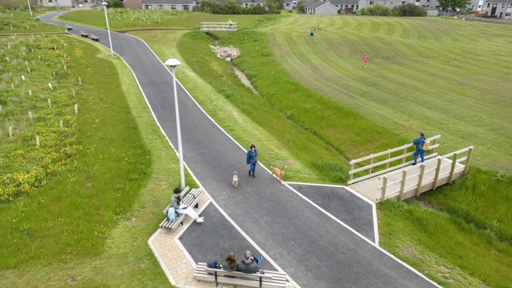 Aerial shots of people using Papdale East Park