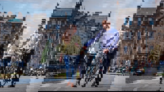 Two commuters in Edinburgh