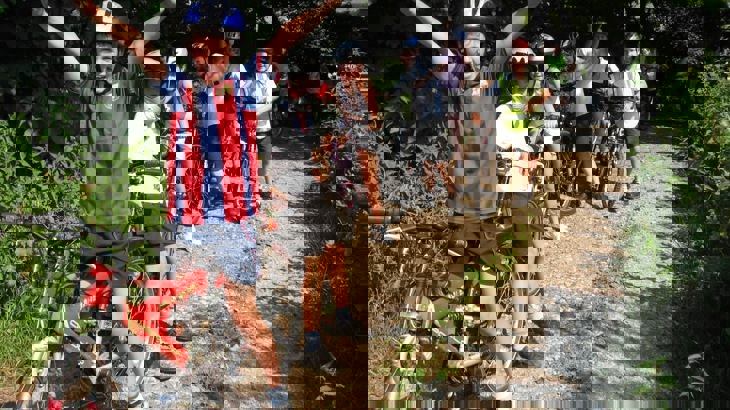 Kids On Mountain Bikes cheering