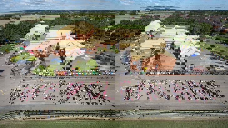 An Aerial Shot Of Pupils Spelling Out 'We Love Clean Air