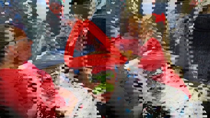 Children Enjoy The Santa Train As Part Of The Kent Community Rail Partnership 