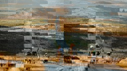 Three cyclists on road through Scottish countryside