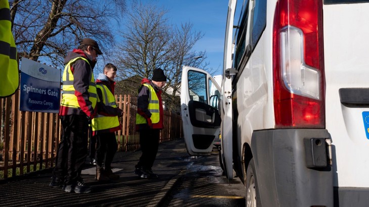 Volunteers gather before heading out to a litter pick