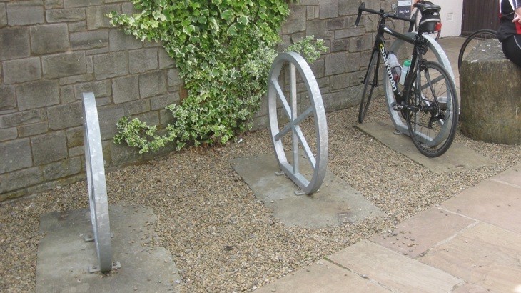 artwork bike parking shapes like wheels
