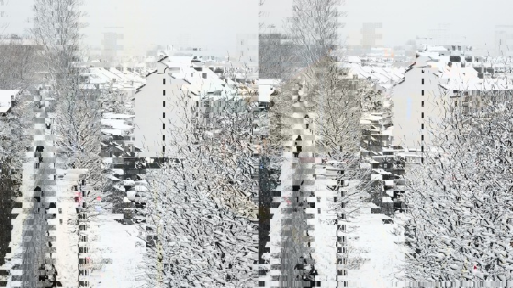 A snowy cycle path
