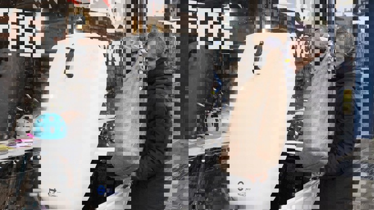 Alper Muduroglu of Peddle My Wheels collecting shopping that shoppers have dropped off at Bon Velo for delivery to their homes