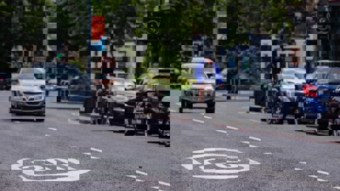 20mph road with car and cyclist