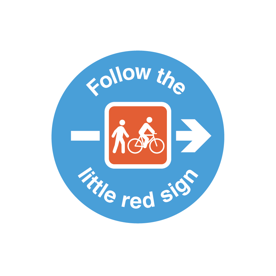 Follow the little red sign
