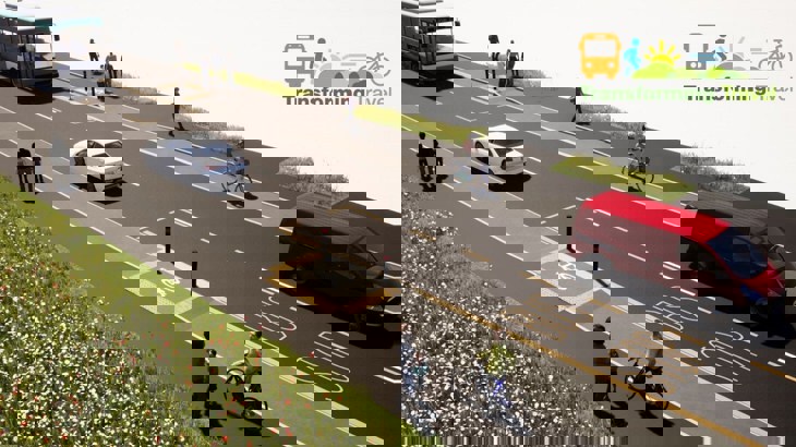 Graphic showing proposed cycle route and pavement improvements