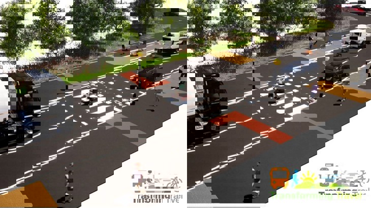 Graphic showing proposed cycle route and pavement improvements