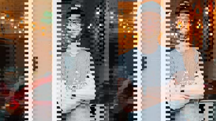 Dean Cafferty outside cafe