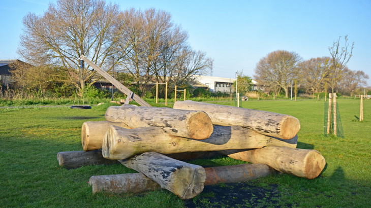 logs in a pile outside in the ripple greenway park