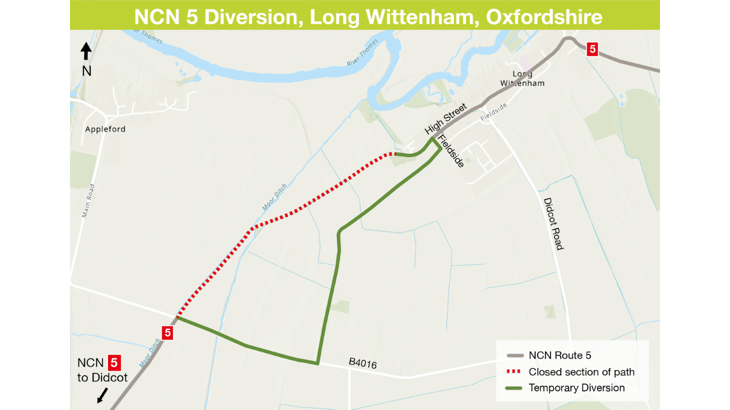map of diversion route in Long Wittenham