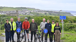 group of people on cycle route at Lowca