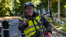 Person on an adaptive bike in Scotland, ©2025, Brian Sweeney