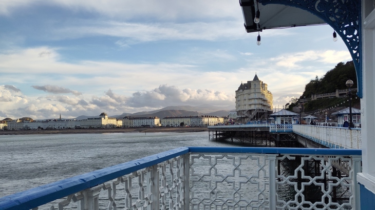 Views from Llandudno Pier over to the seaside resort town of Llandudno.